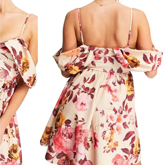 NWT - ASOS DESIGN - Cold Shoulder Floral Mini Dress - Picture 5 of 12